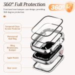 Goton 2 in 1 Waterproof Bling Case for Apple Watch 44mm SE (2nd Gen) Series 6 5 4 Screen Protector, Women Glitter Diamond Rhinestone Bumper Face Cover for iWatch Accessories 44 mm Silver - Image 5